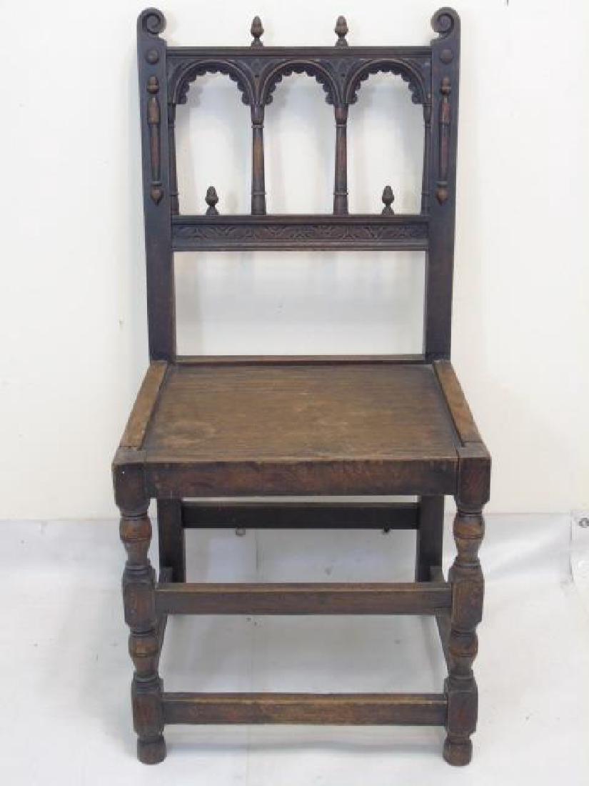 Antique Carved Wood Throne Style Gothic Armchair (1 of 5)
