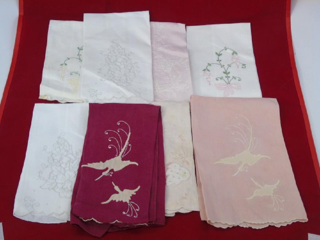 Group of 8 Antique & Vintage Linens w/ Embroidery (1 of 4)