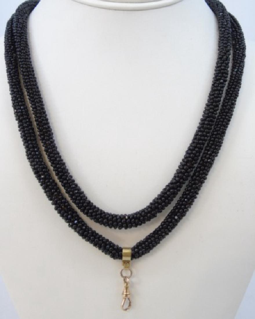Antique 19th C 14kt Gold & Jet Bead Long Necklace (1 of 4)