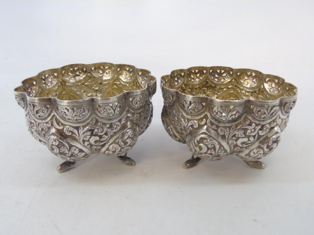 Pair Antique Indo Persian Repousse Silver Bowls (1 of 4)