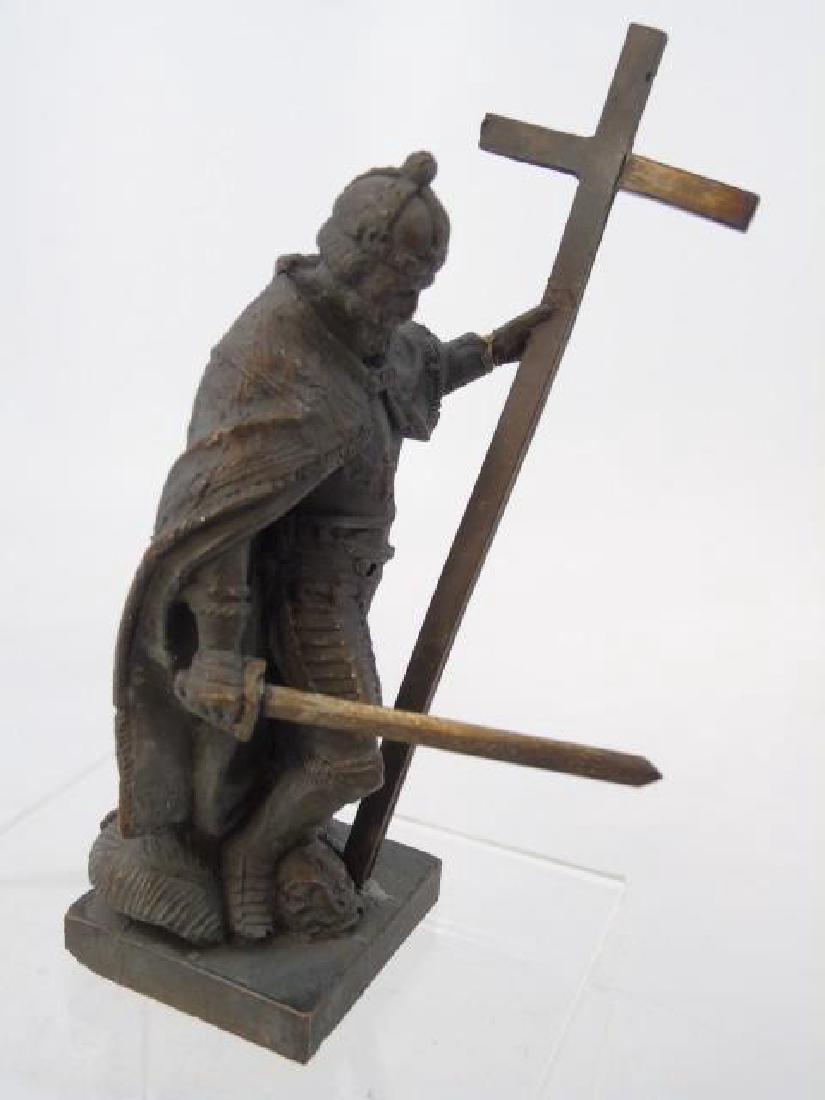 Antique 19th C Table Statue of Religious Crusader (1 of 3)