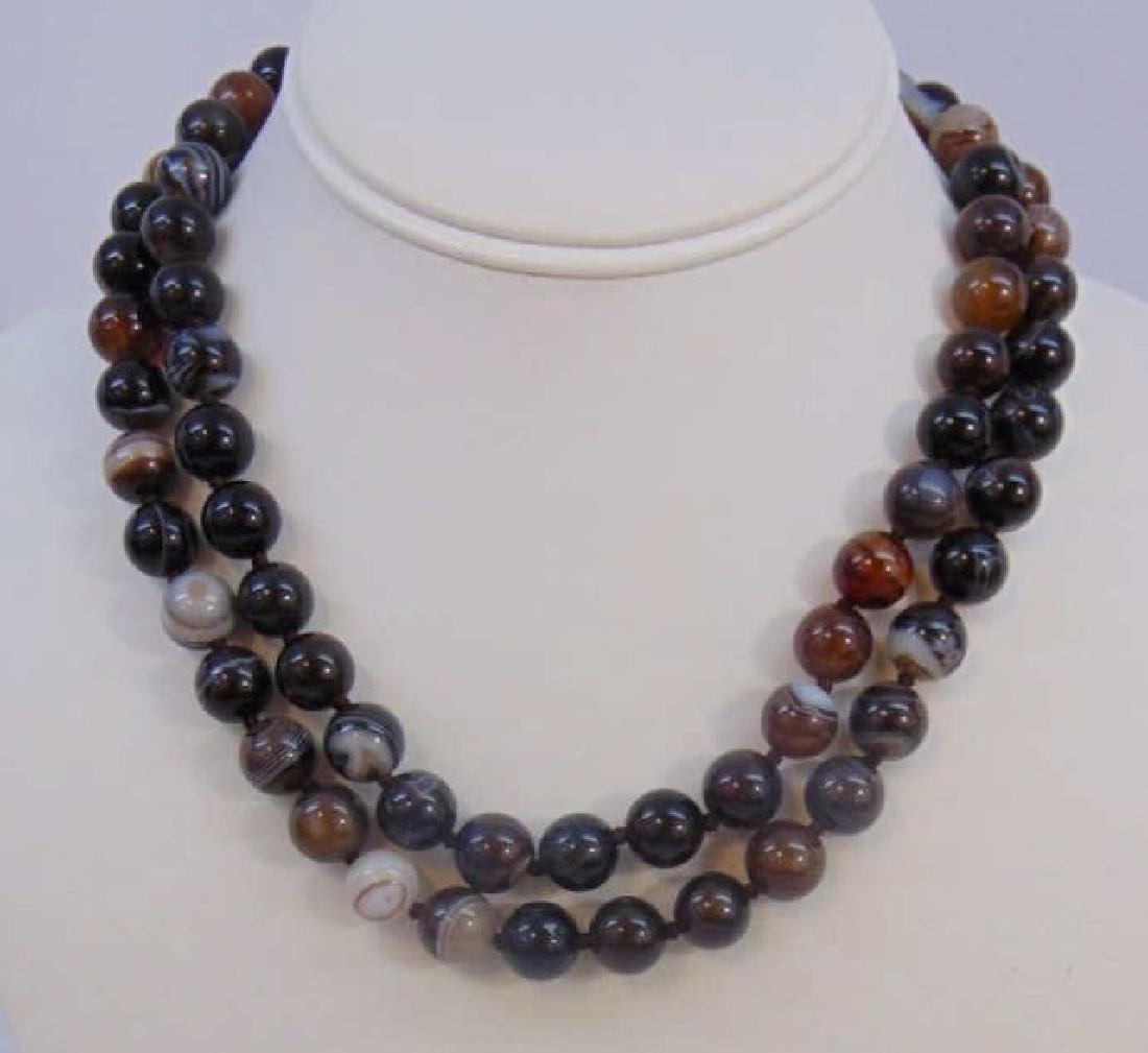 Pair of Agate Hand Knotted Silk Necklace Strands (1 of 4)