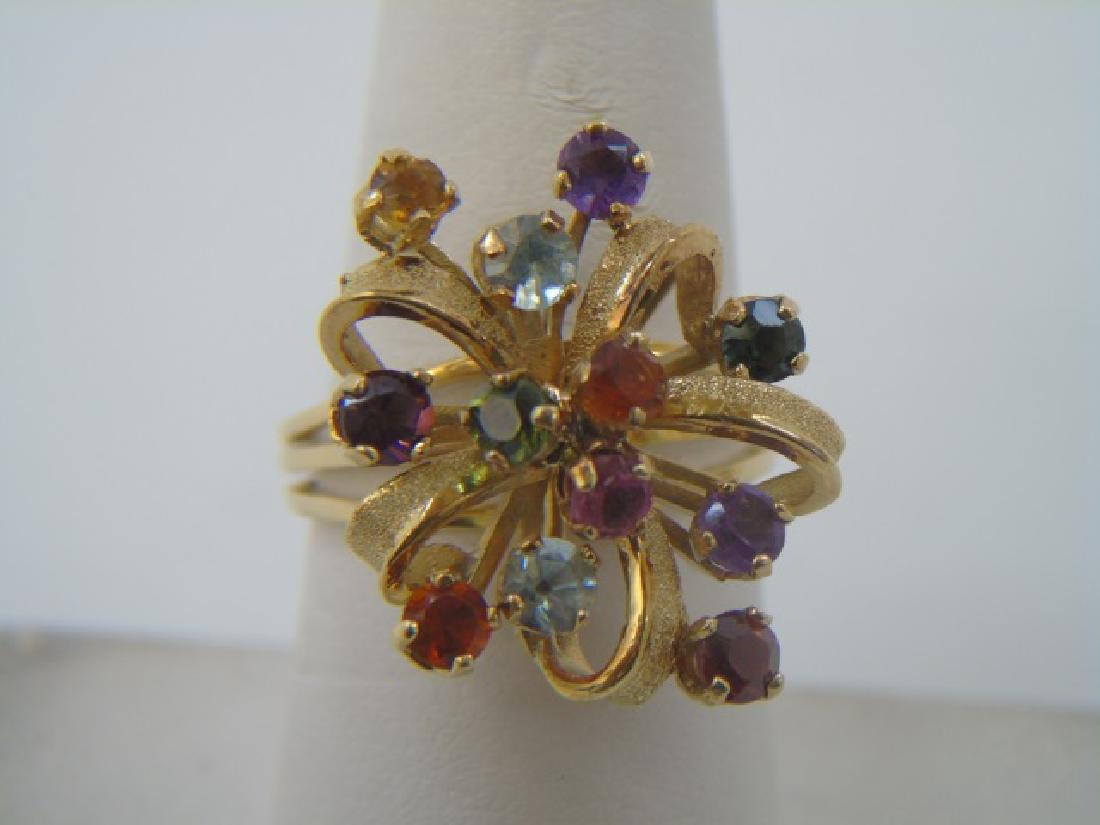 Estate 18kt Yellow Gold Gemstone Cluster Ring (1 of 4)