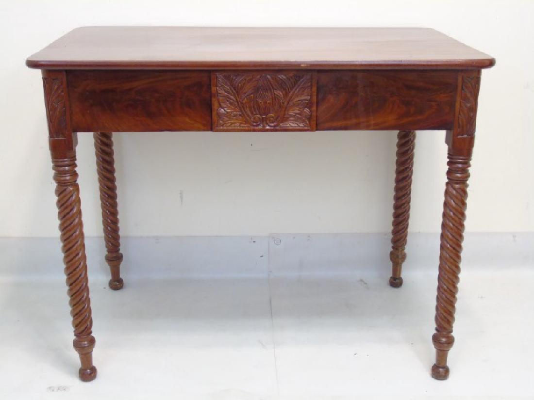 Console Table w Carvings & Barley-Twisted Legs (1 of 4)