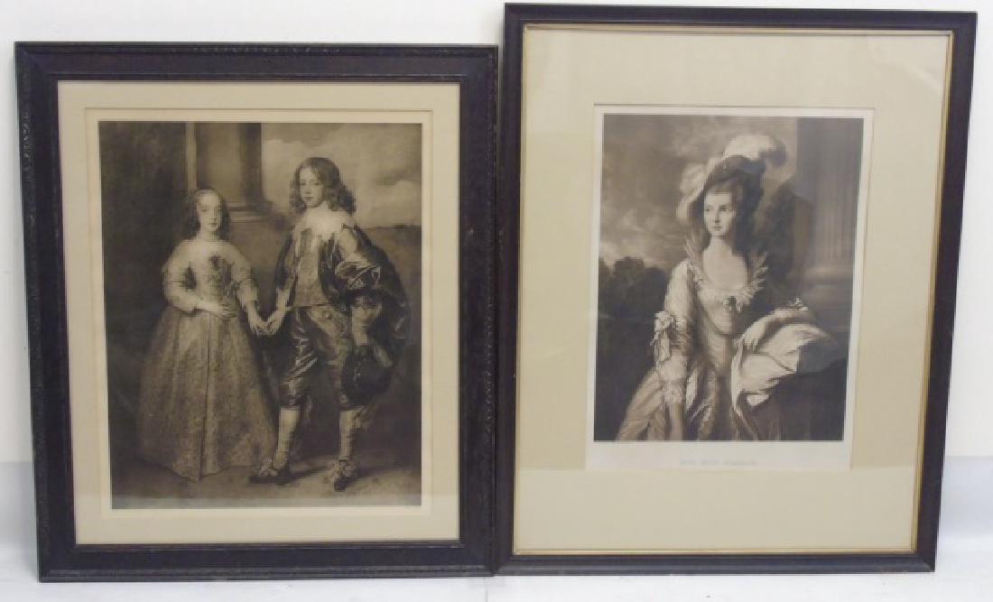 2 Antique Framed Prints - Van Dyck & Gainsborough (1 of 5)