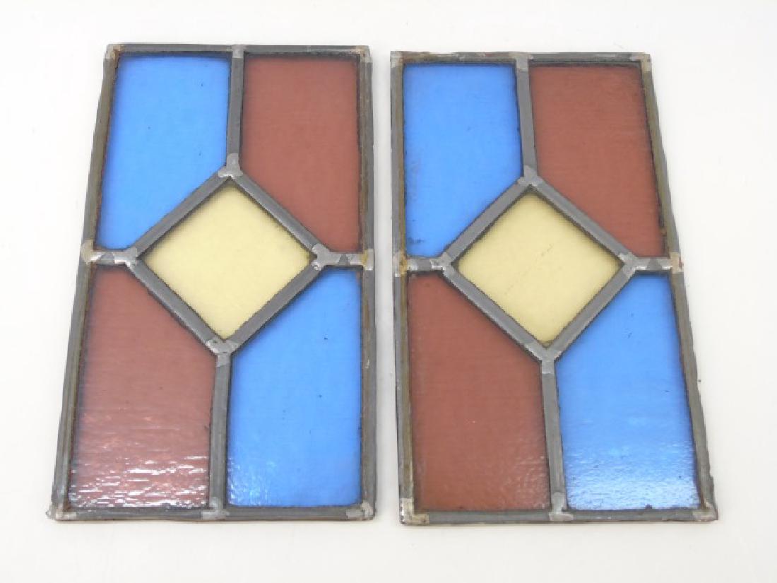 Pair Antique Tudor Style Stained Glass Windows (1 of 2)