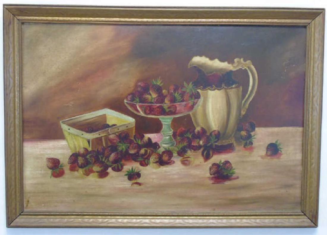 Still Life Oil Painting of Berries and Pitcher (1 of 3)