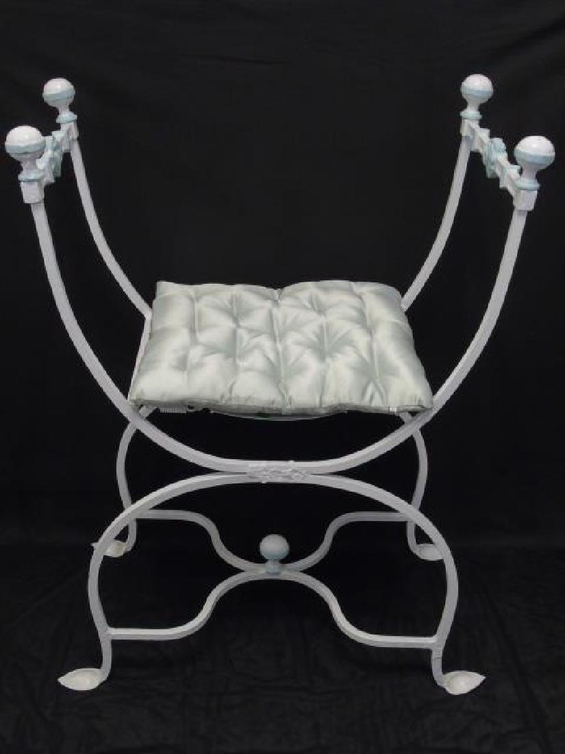 Painted Wrought Iron Savonarola Settee w Springs (1 of 3)