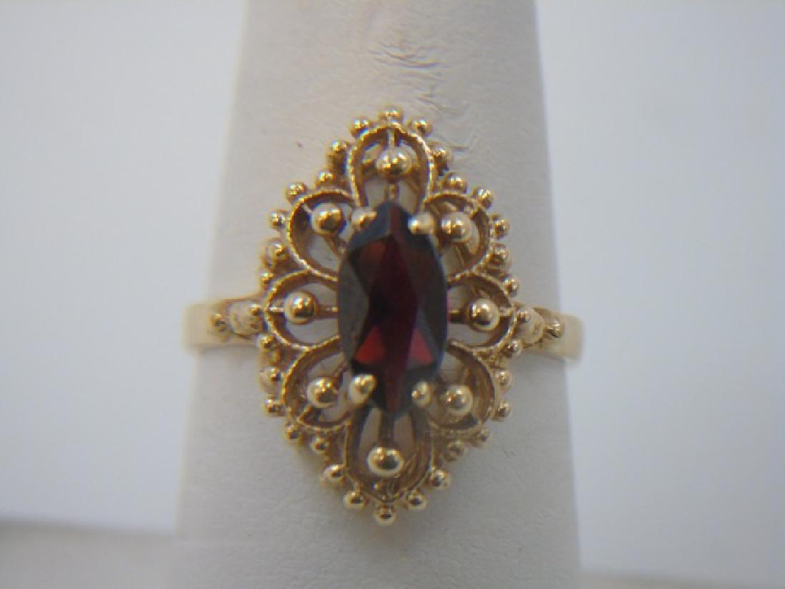 Estate 14kt Yellow Gold & Marquis Garnet Ring (1 of 4)