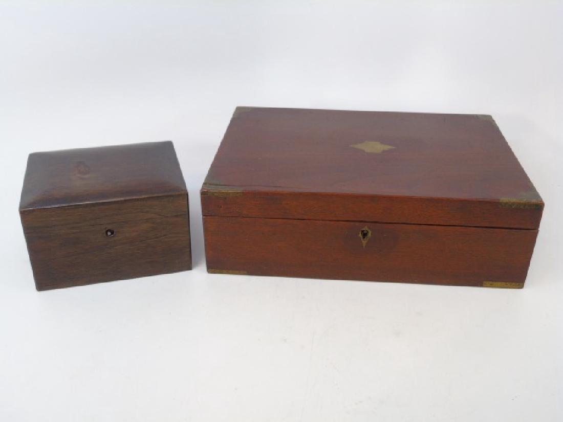 19th C Campaign Style Writing Box & Mahogany Box (1 of 7)