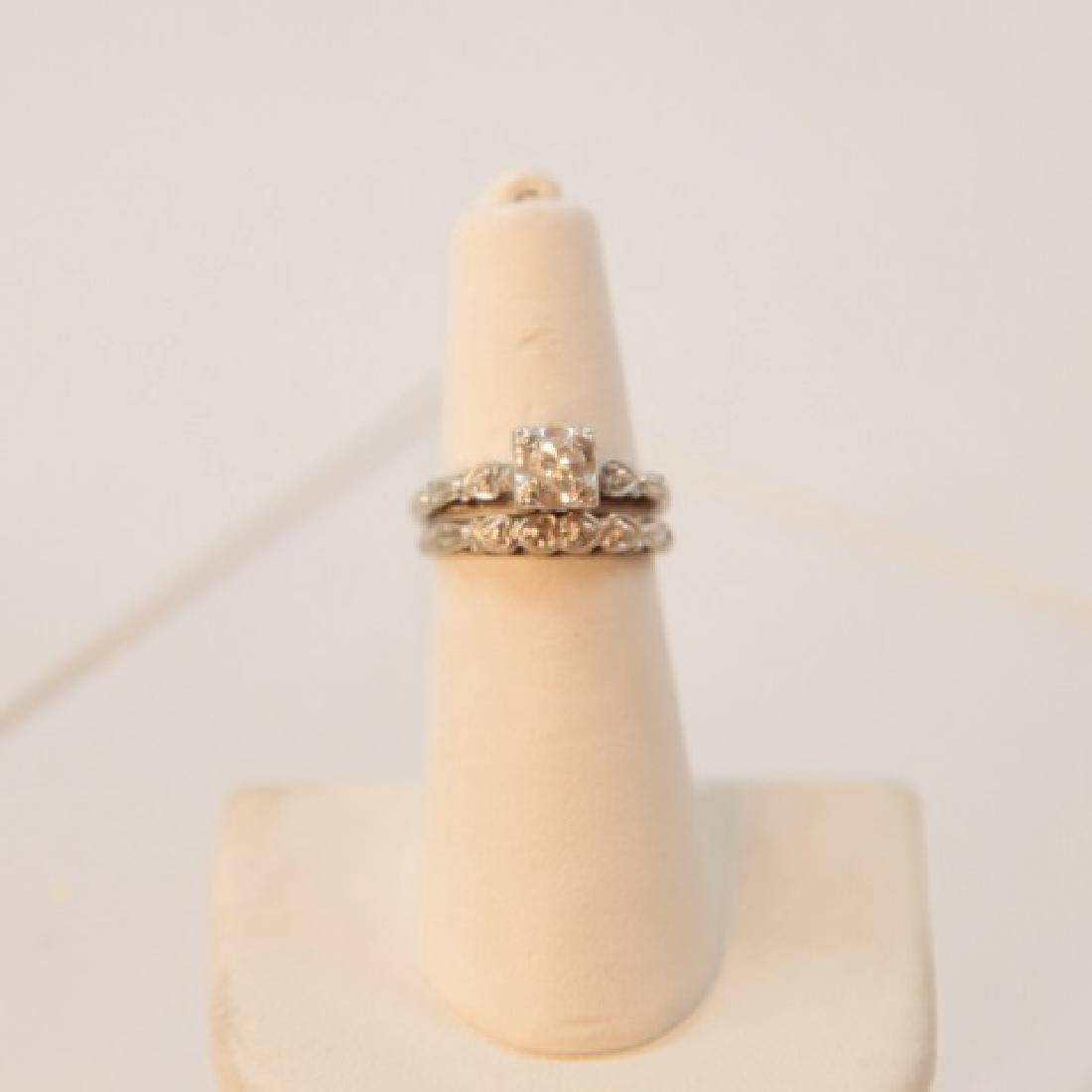 Estate 14k WG Diamond Wedding Ring & Band (1 of 3)