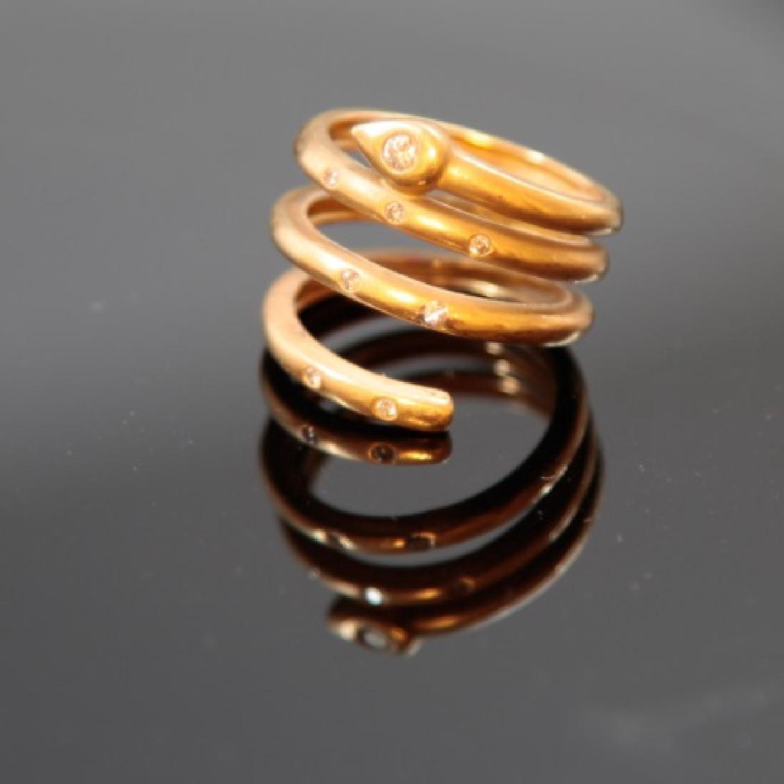 Estate 18kt Yellow Gold & Diamond Snake Ring (1 of 2)
