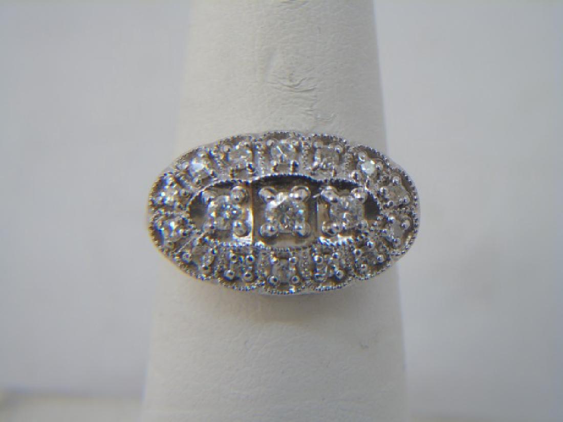 Estate 14kt White Gold & Diamond Cluster Oval Ring (1 of 5)