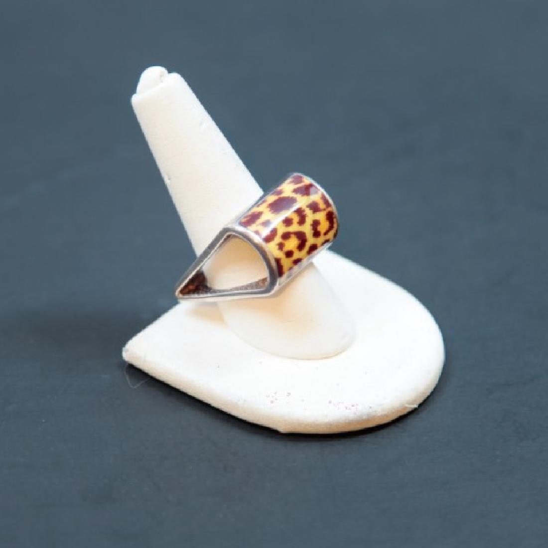 Signed Italian Sterling Silver Leopard Print Ring (1 of 4)