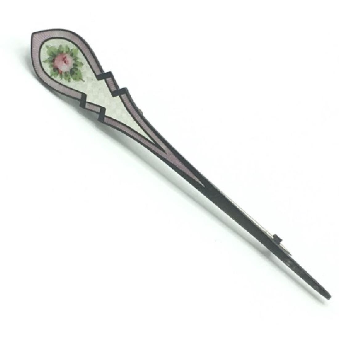 Edwardian Sterling Guilloche Enamel Brooch Pin (1 of 6)