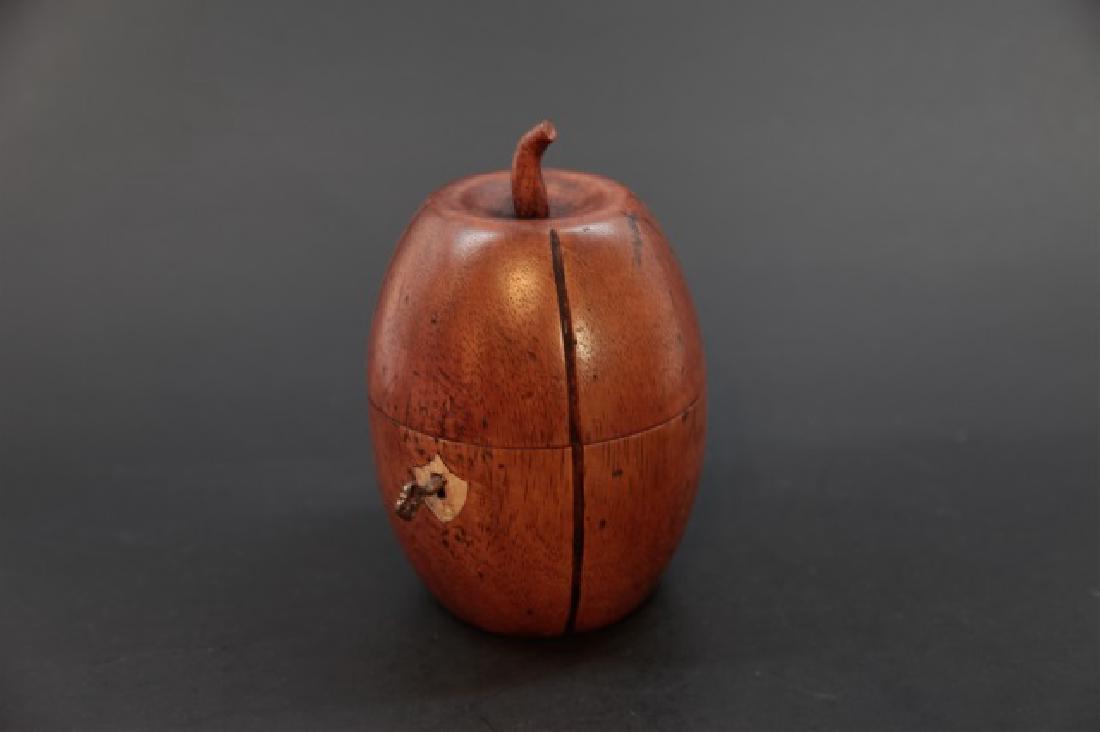 Antique Fruitwood Tea Caddy w Lock & Key Hinged (1 of 2)