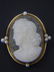 Fine Antique 19th C Agate Pearl & Gold Cameo