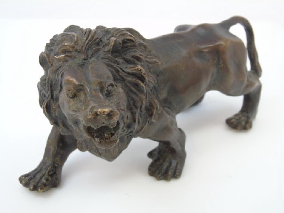 Bronze Table Statue of a Roaring Lion w Heavy Mane (1 of 3)