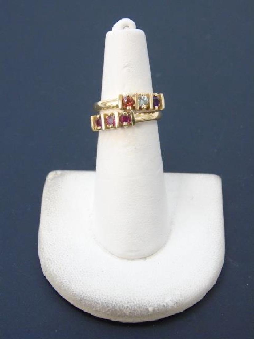 Pair Estate 14k Yellow Gold Ruby & Gemstone Rings (1 of 7)