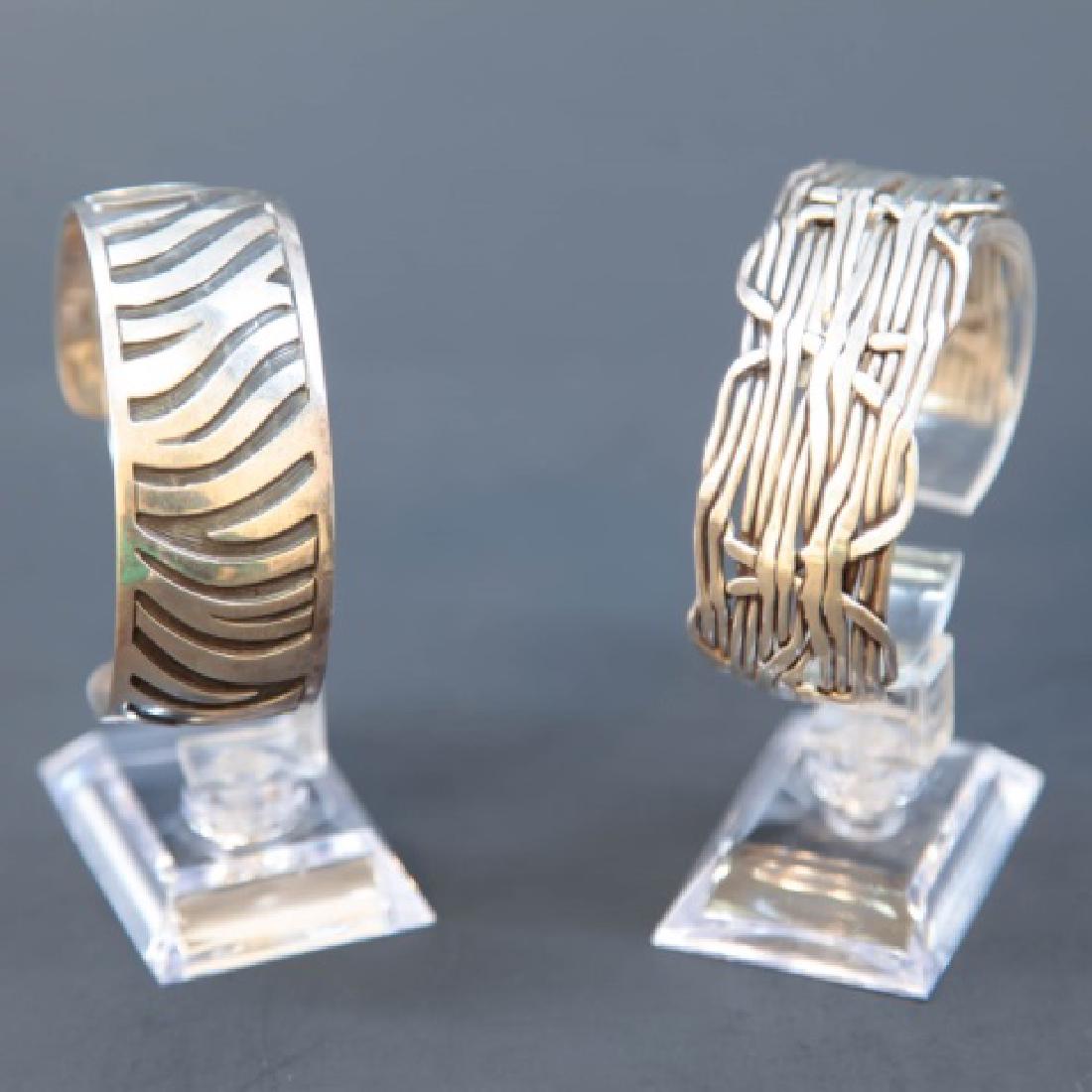 2 Sterling Silver Mexican Patterned Cuff Bracelets (1 of 5)