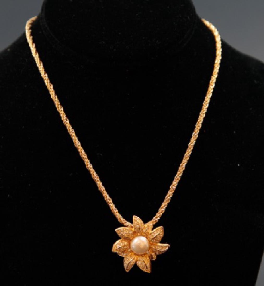Vintage Christian Dior Flower Pendant Necklace (1 of 4)