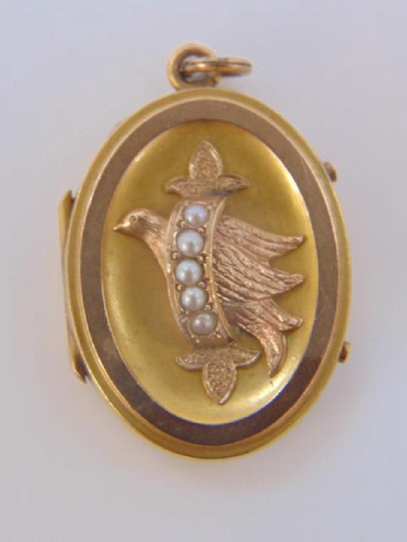 Estate Antique 19th C 14kt Gold & Pearl Locket (1 of 4)