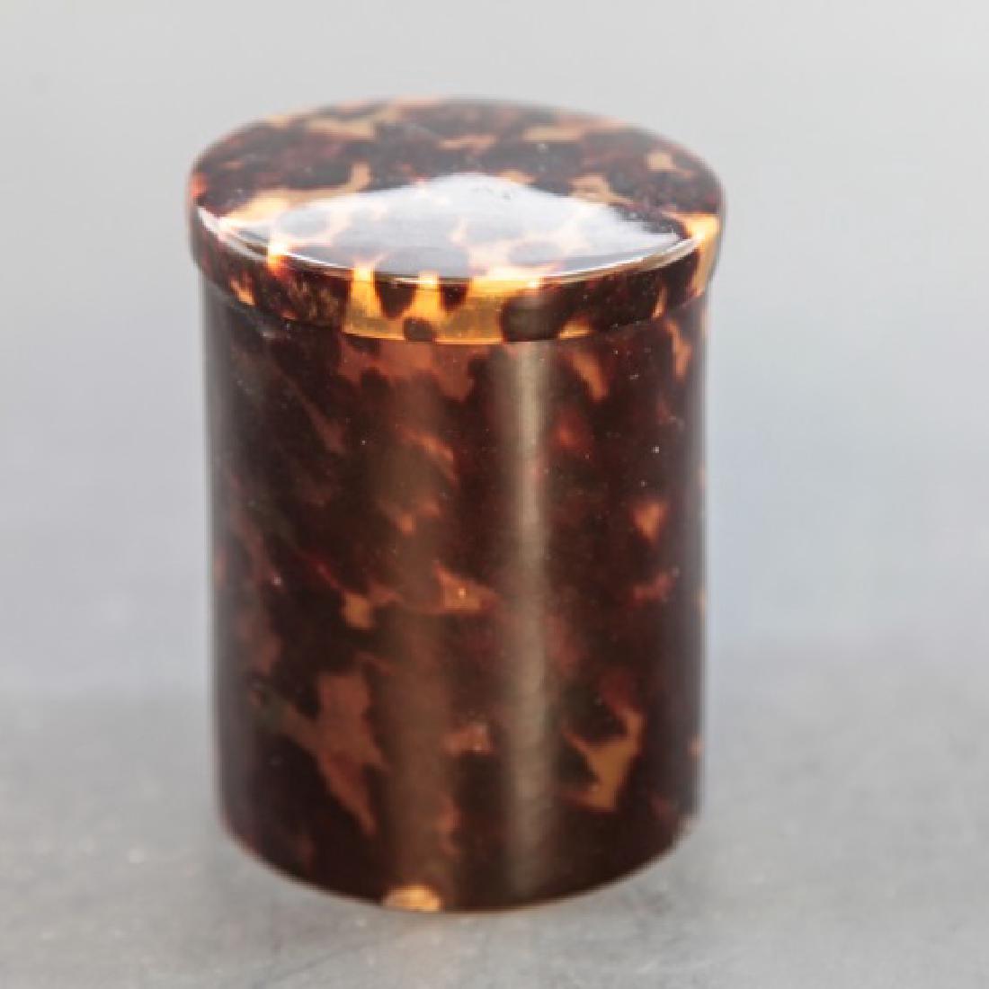 Estate Antique Tortoise Shell Lidded Dresser Box (1 of 3)