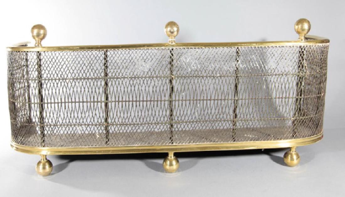 Antique English Brass & Iron Fireplace Fender: Antique English Brass & Iron Fireplace Fender
