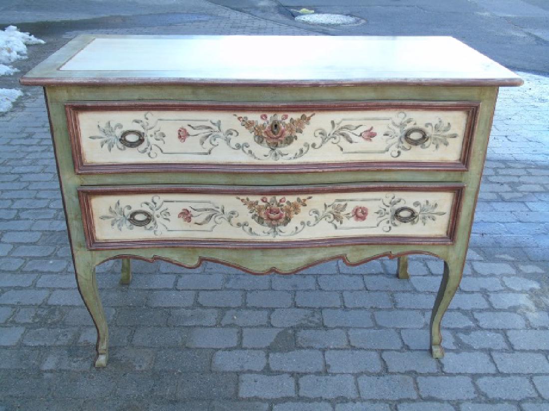 Antique Hand Painted Floral Italian Commode (1 of 3)