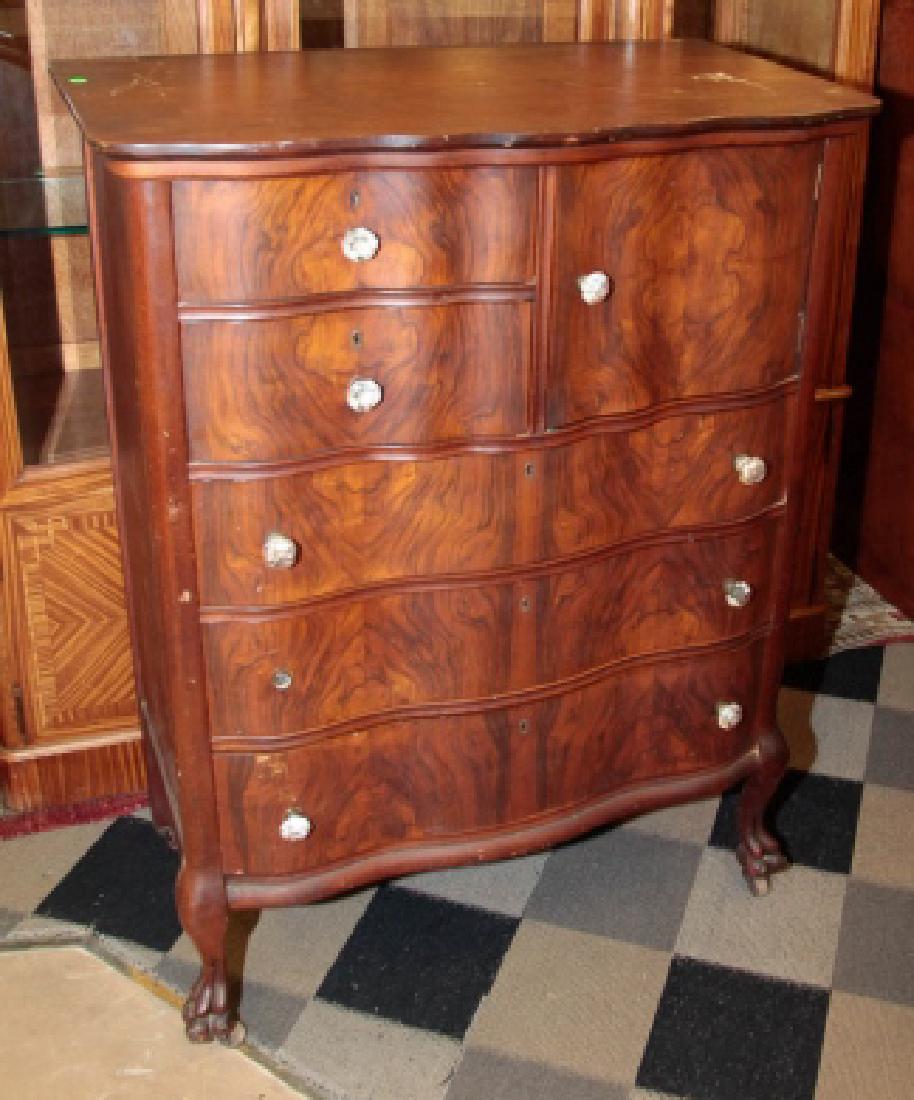 Early 20th C Dark Wood Dresser Carved Wood Mirror (1 of 5)