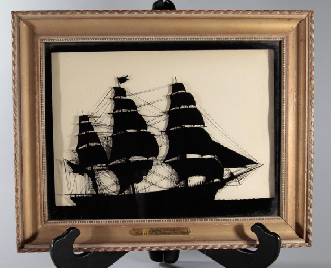 Antique Reverse Painted Clipper Ship on Glass (1 of 3)