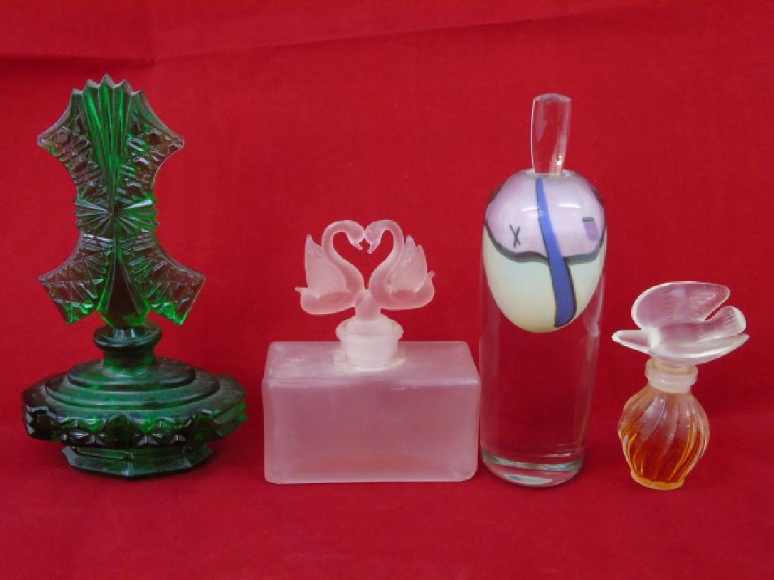 4 Art Glass Perfume Bottles with Stoppers Lalique (1 of 5)