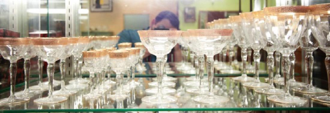 32 Fancy Gold-Rimmed Stem Glasses, 4 sizes: 32 Fancy Gold-Rimmed Stem Glasses, 4 sizes - 8 glasses each: 4 inch, 5 inch, 6 inch & 7.5 inch.