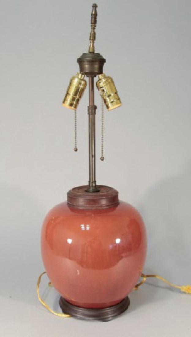 Chinese Porcelain Vase-Mount Table Lamp-Oxblood (1 of 2)