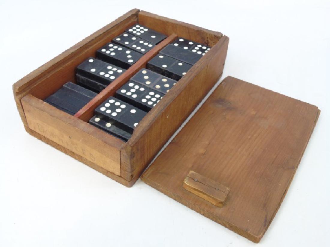 Antique Dragon Motif Black & White Dominoes in Box (1 of 5)