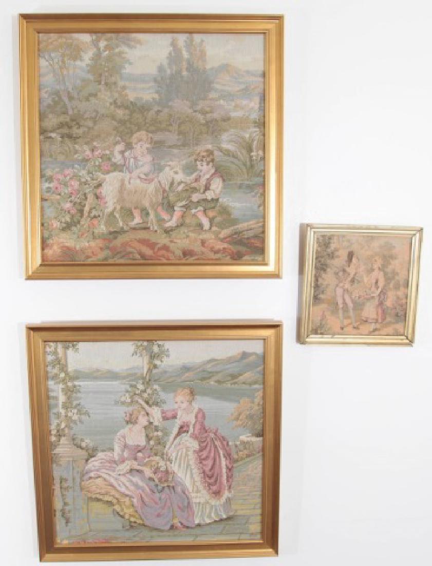3 Gold Framed French Tapestries - Pair & Smaller (1 of 4)