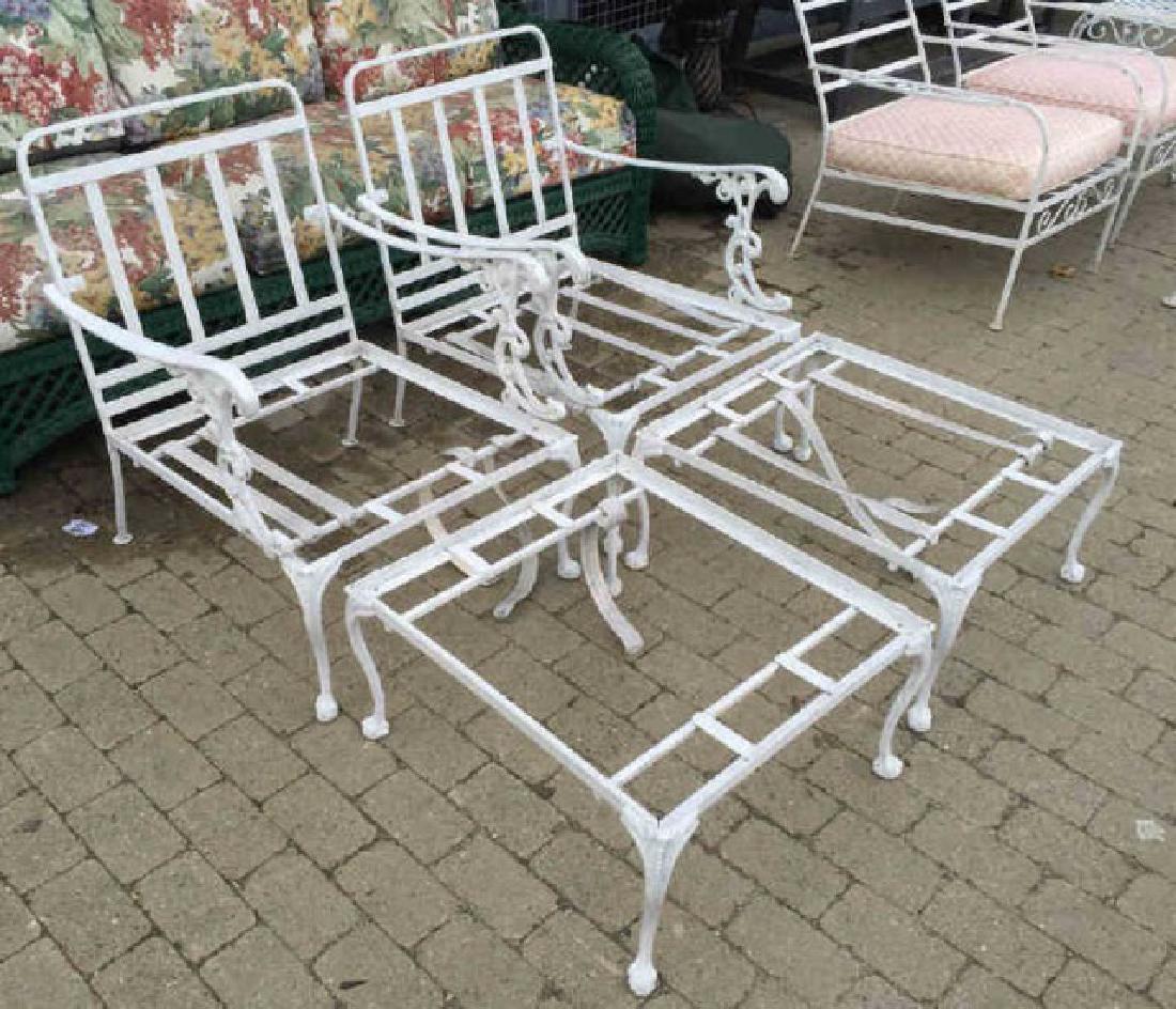 Pair White Painted Wrought Iron Patio Armchairs (1 of 3)