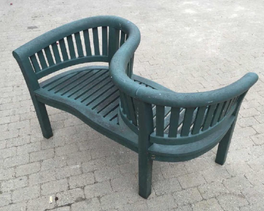 Carved Wood Garden / Patio Tete a Tete Bench (1 of 4)