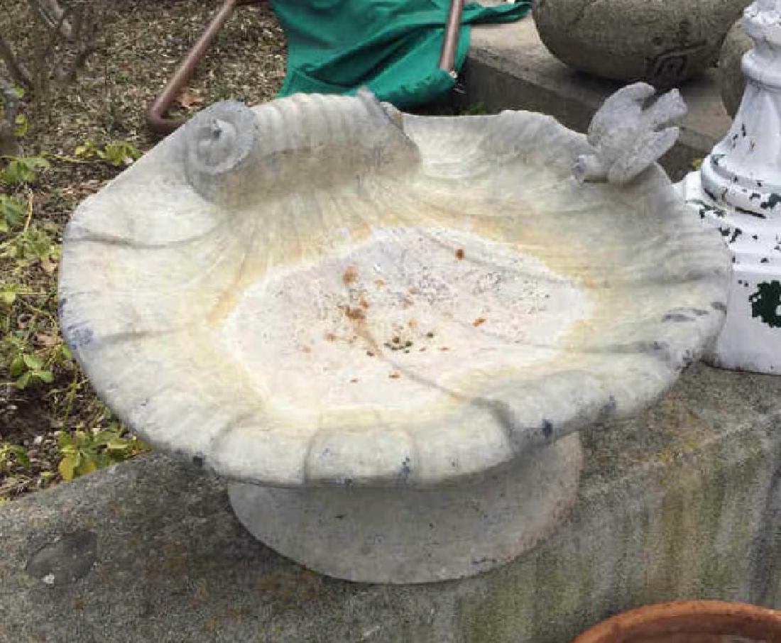 Antique Cast Stone Shell Form Garden Bird Bath (1 of 4)