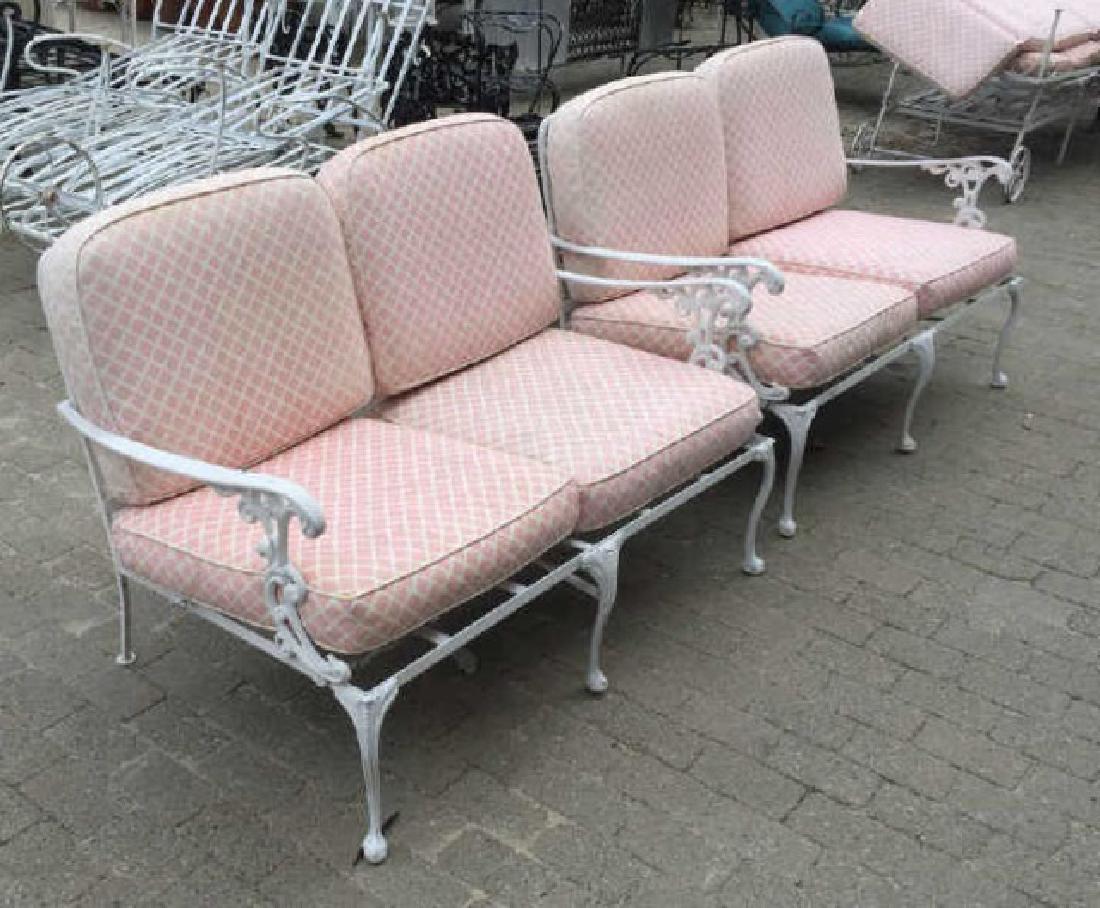 Pair White Painted Wrought Iron Garden Patio Bench (1 of 3)