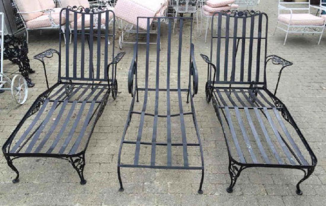Three Black Painted Garden / Patio Lounge Chairs (1 of 3)