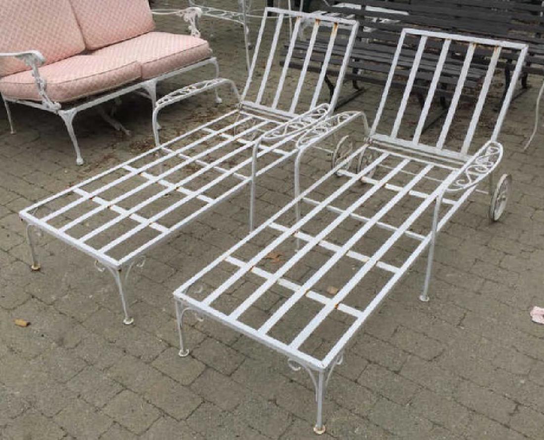 Pair White Painted Garden / Patio Lounge Chairs (1 of 3)