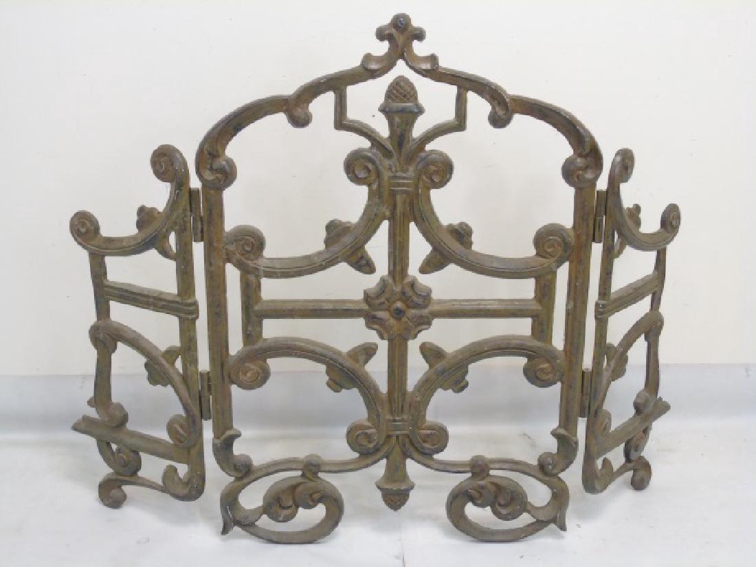 Vintage Metal 3 Panel Folding Fireplace Screen (1 of 5)