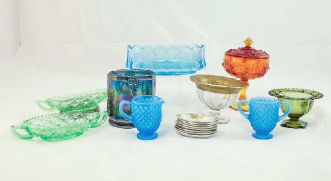Group Various Colored Antique Glass Serving Items (1 of 4)