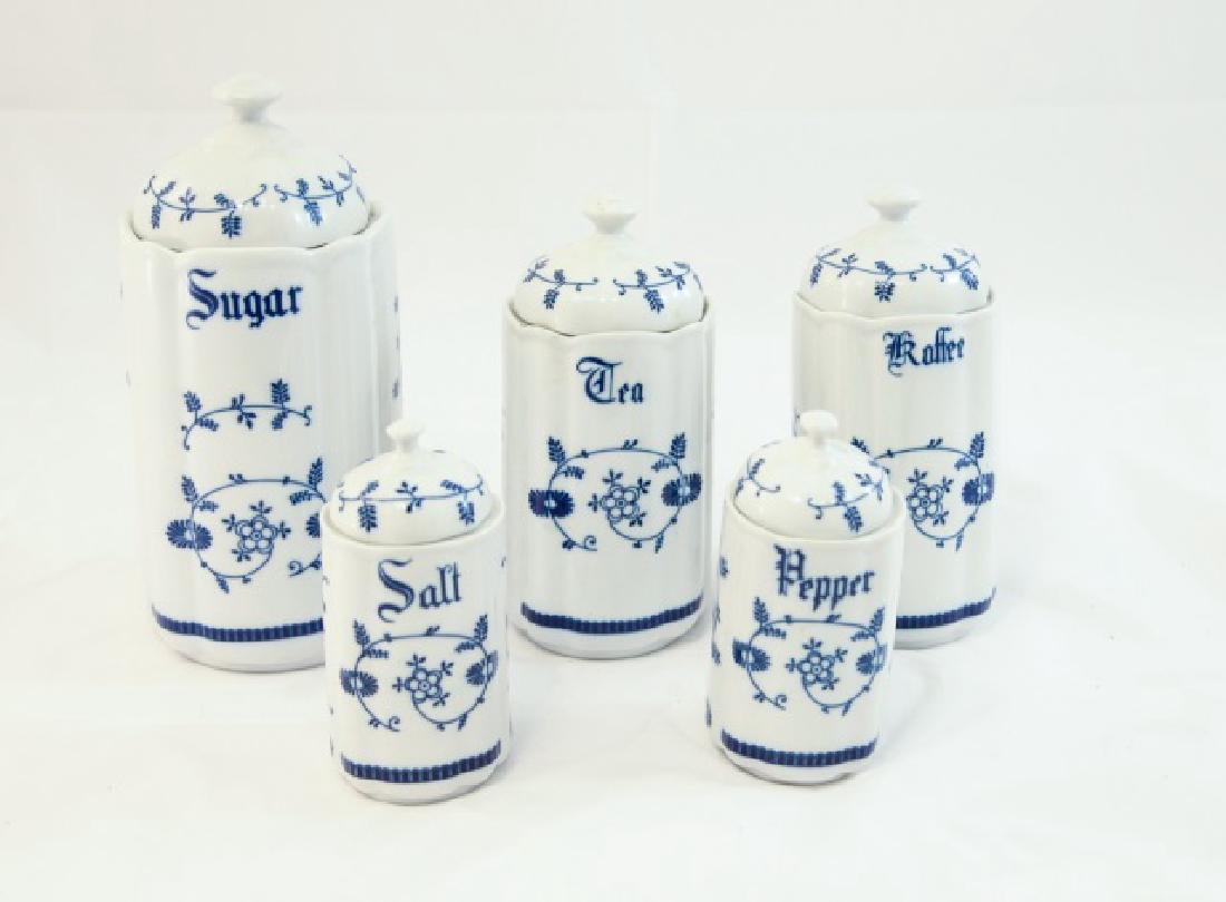 Ceramic Kitchen Counter Organizing Set Blue White (1 of 5)