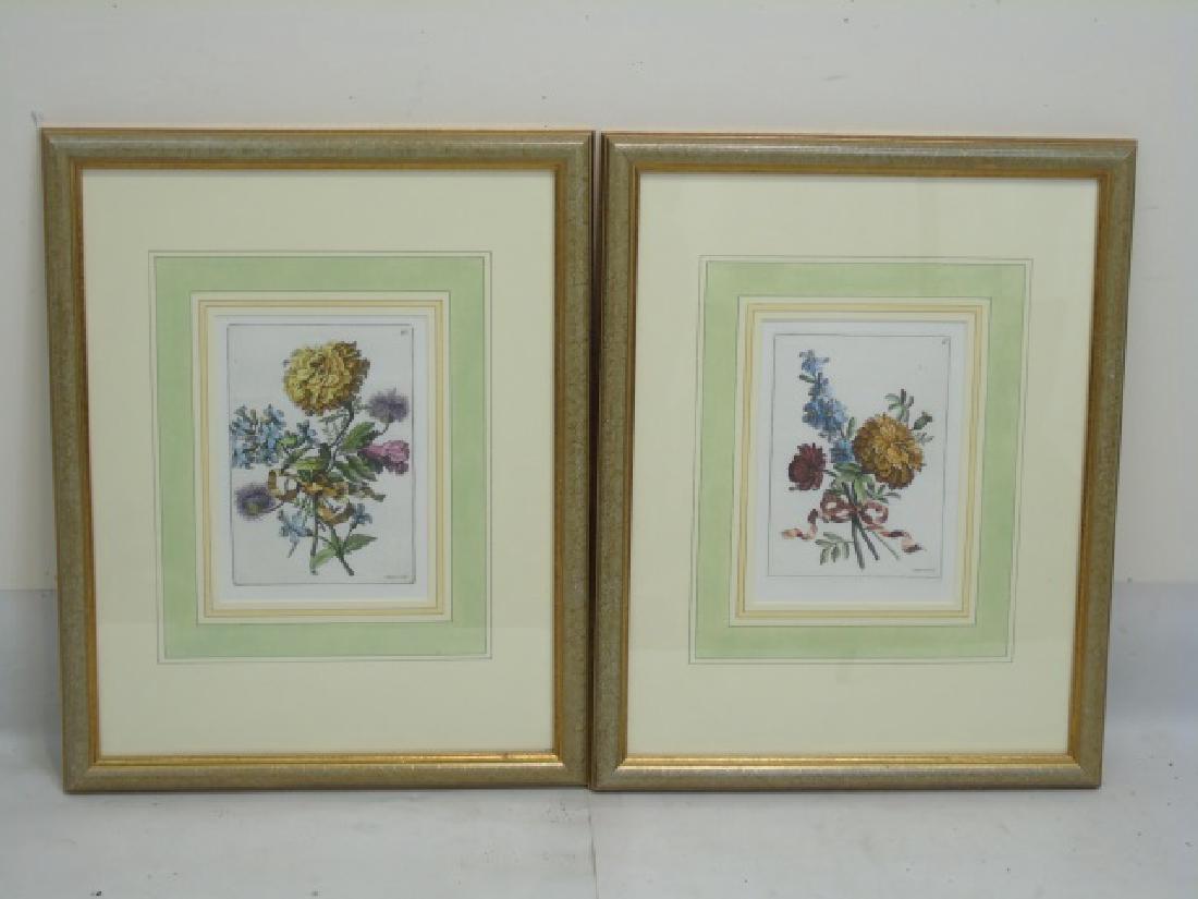 Pair Framed Botanical Engravings, Detailed Matting (1 of 5)