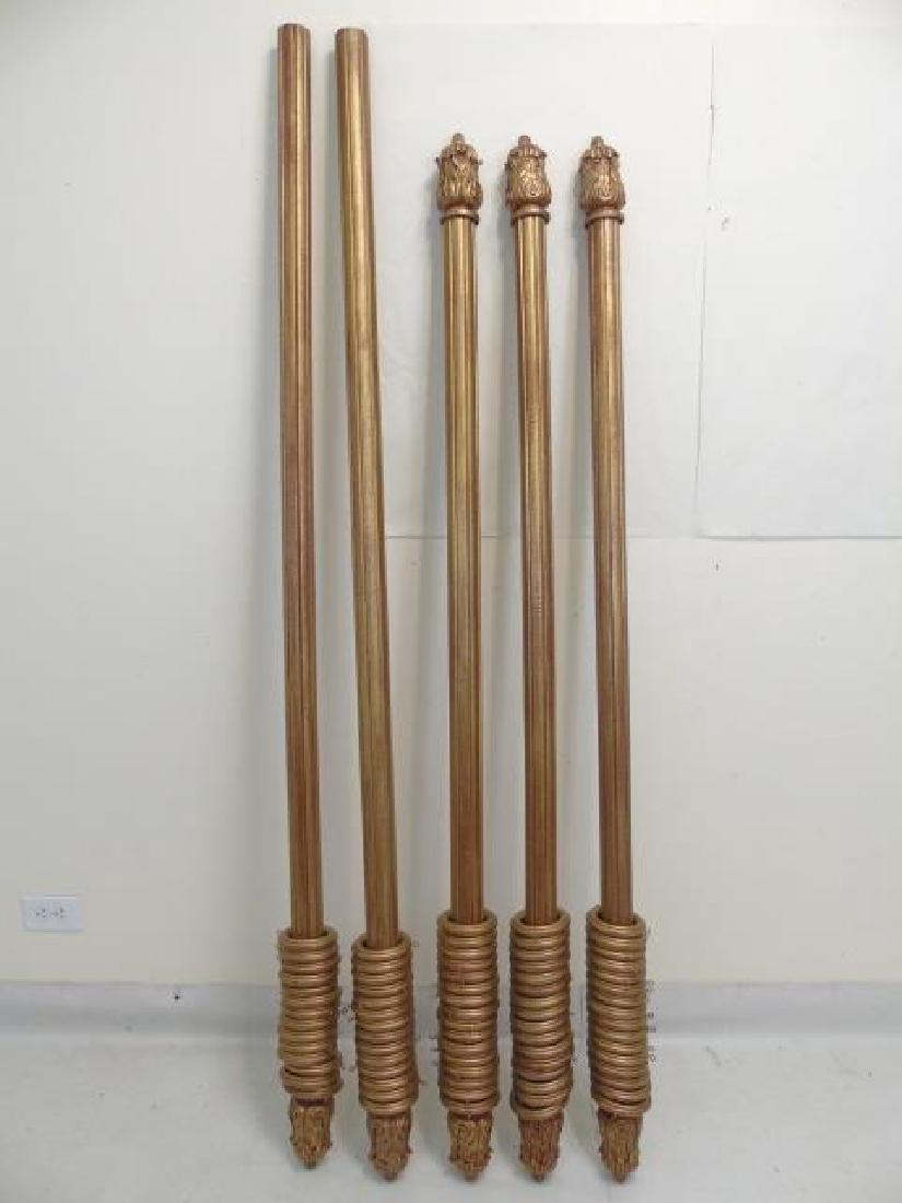 5 Large Gilded Red Curtain Rods & Rings-2 Sizes (1 of 7)