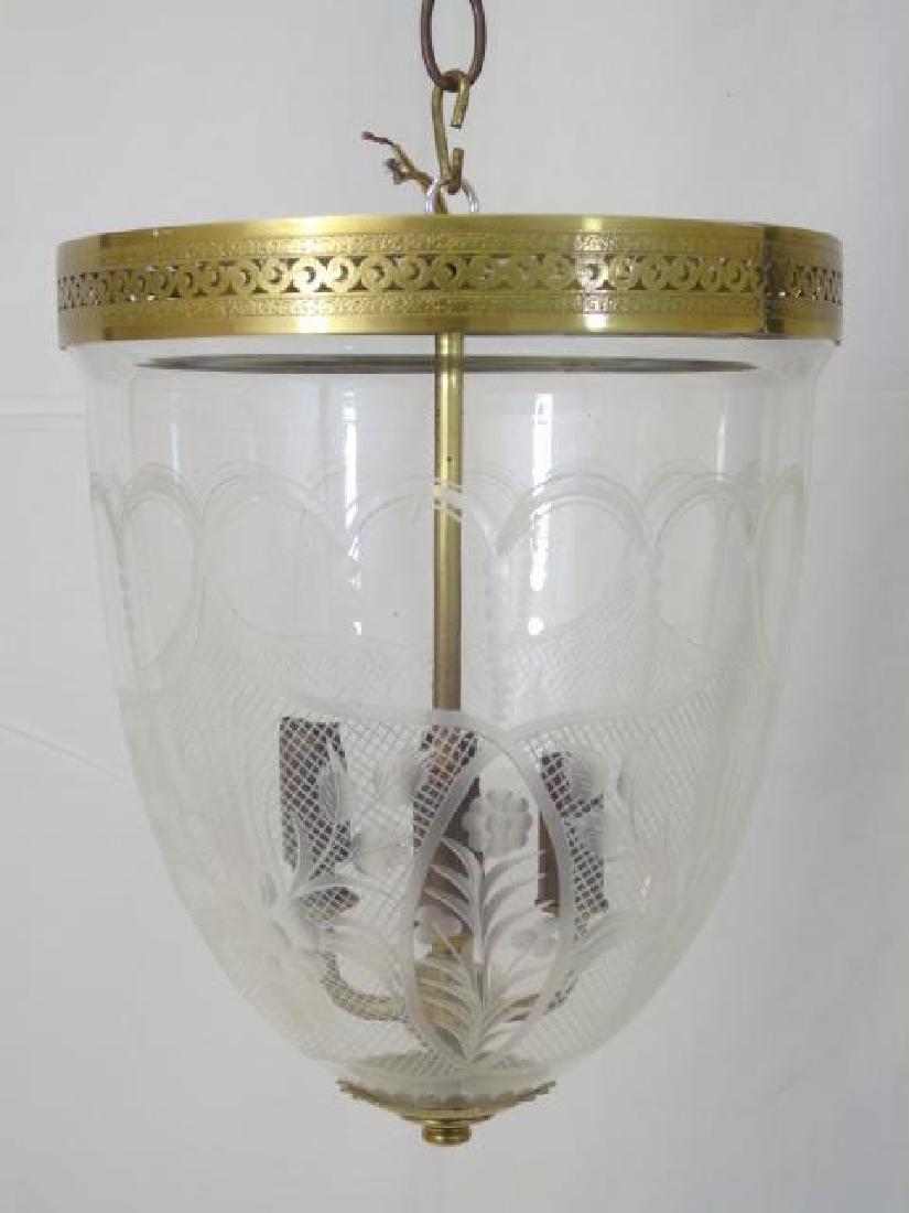 Etched Glass-Bronze Ceiling Light Fixture (1 of 4)