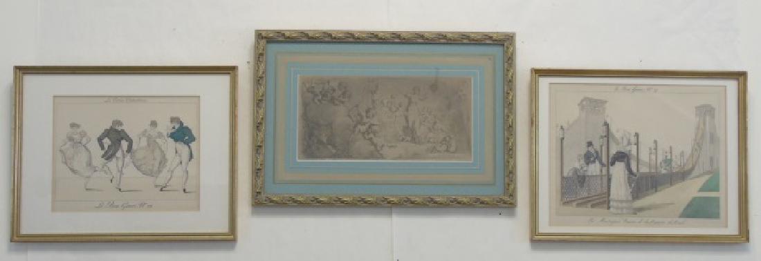 3 Antique Framed Prints - French Scenes & Putti (1 of 4)