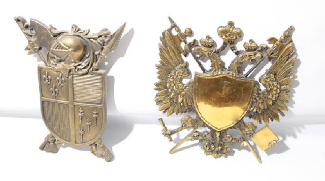 Two Gilt Metal Heraldic / Armorial Wall Plaques (1 of 3)